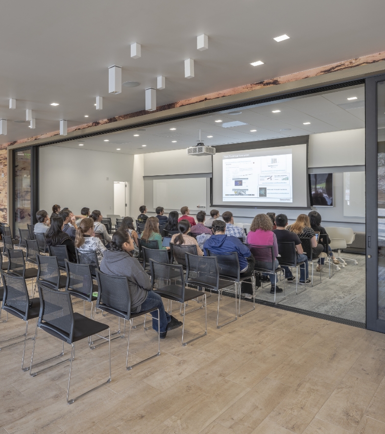 Flad Architects Accessible research environments: Staff gathering in a multi-purpose, shared space