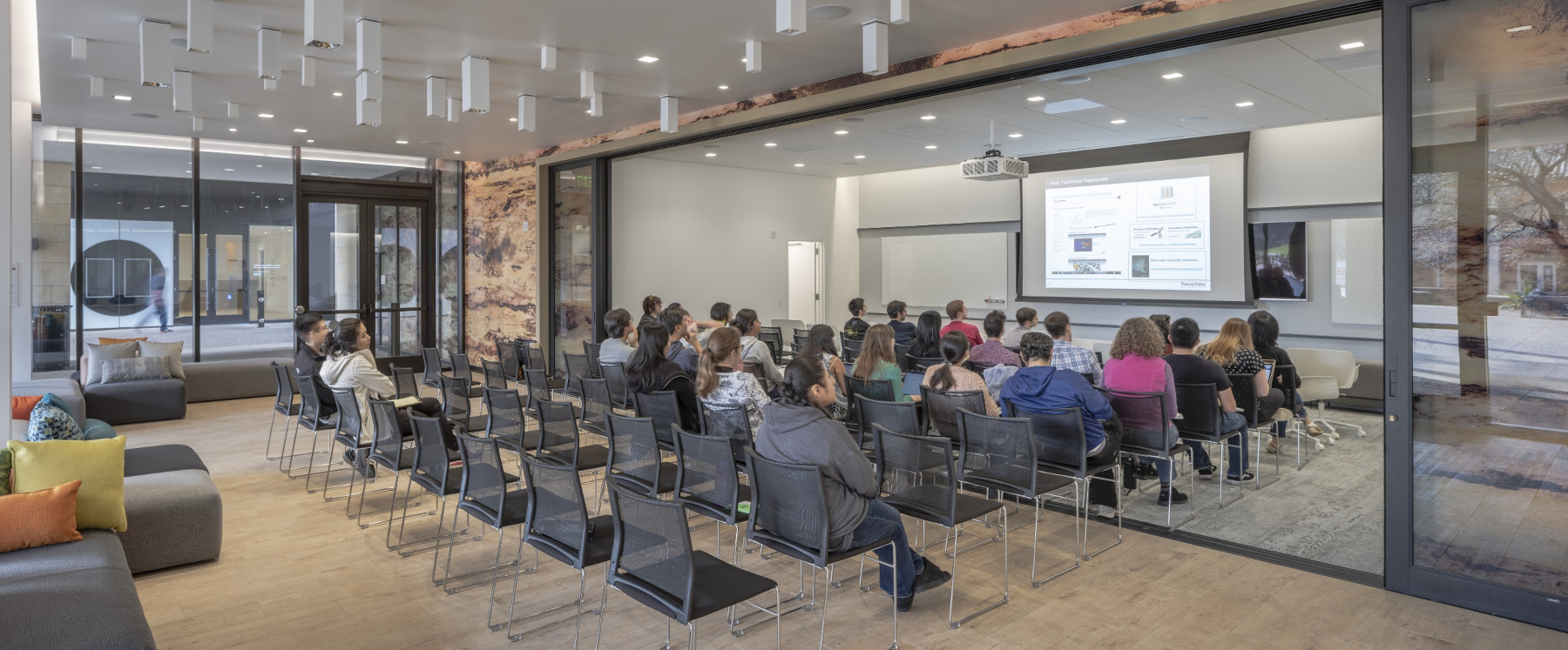 Flad Architects Accessible research environments: Staff gathering in a multi-purpose, shared space