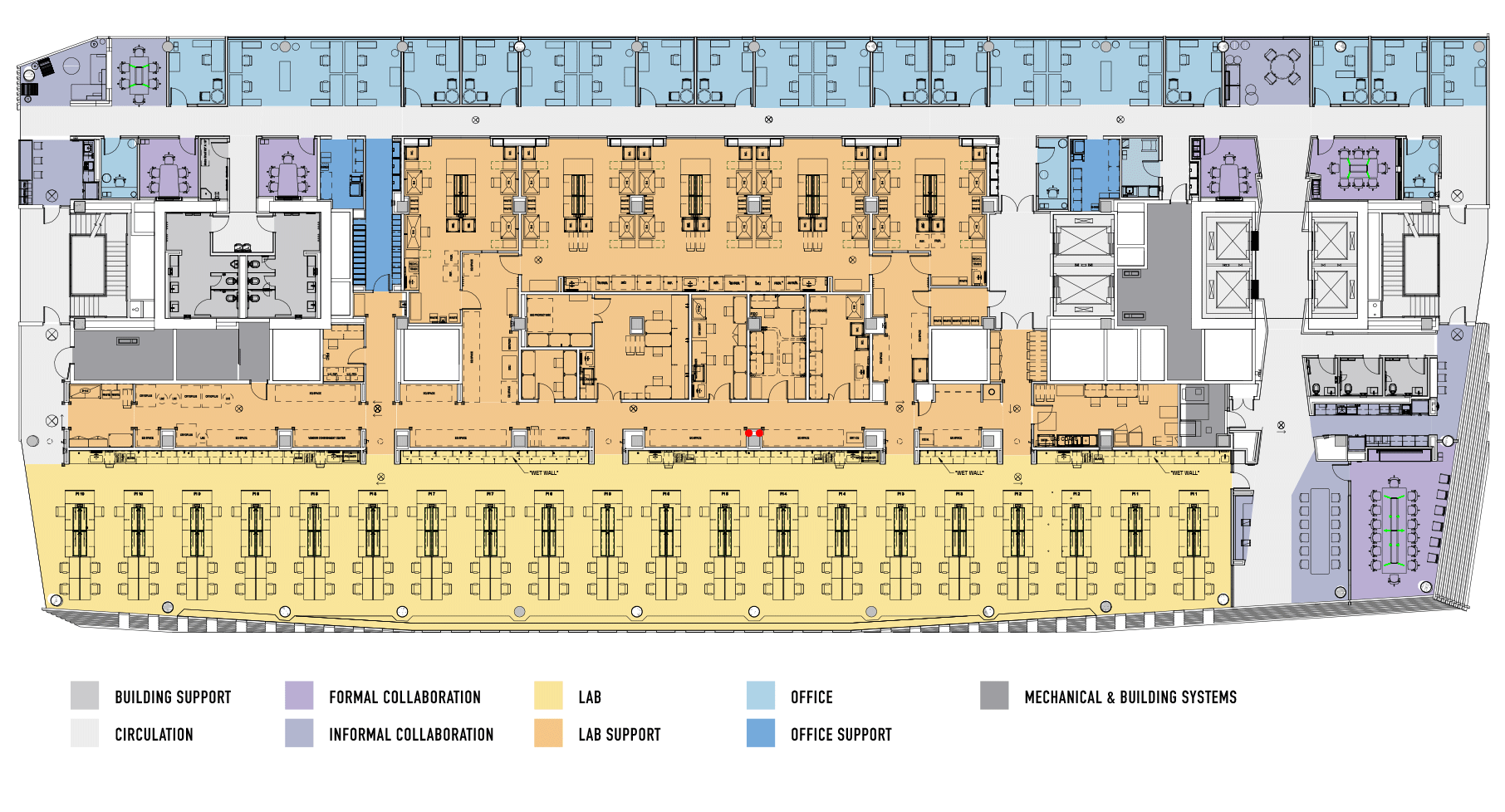 Flad Architects Benchmarking Color-Coded Floor Plan