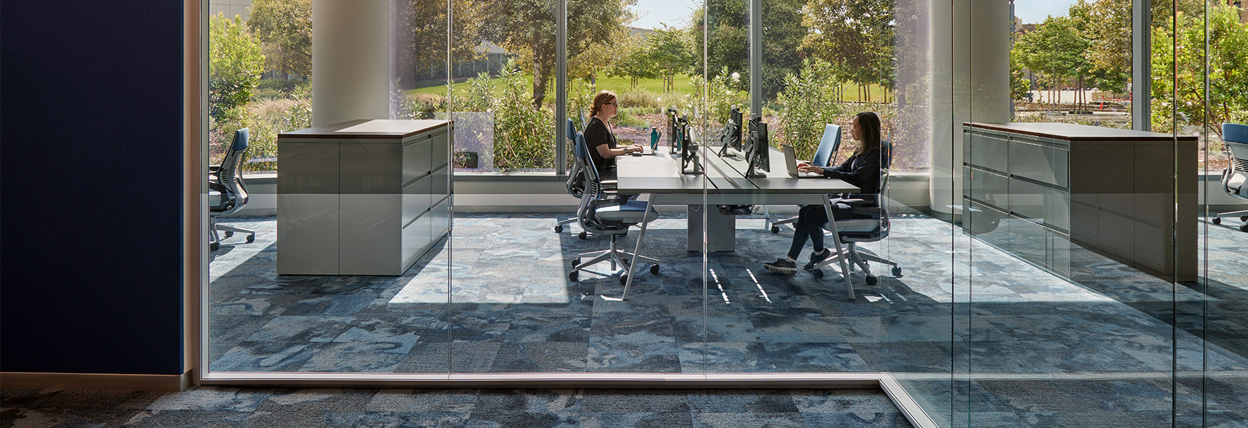 Flad Architects Office workspace with view of landscaping