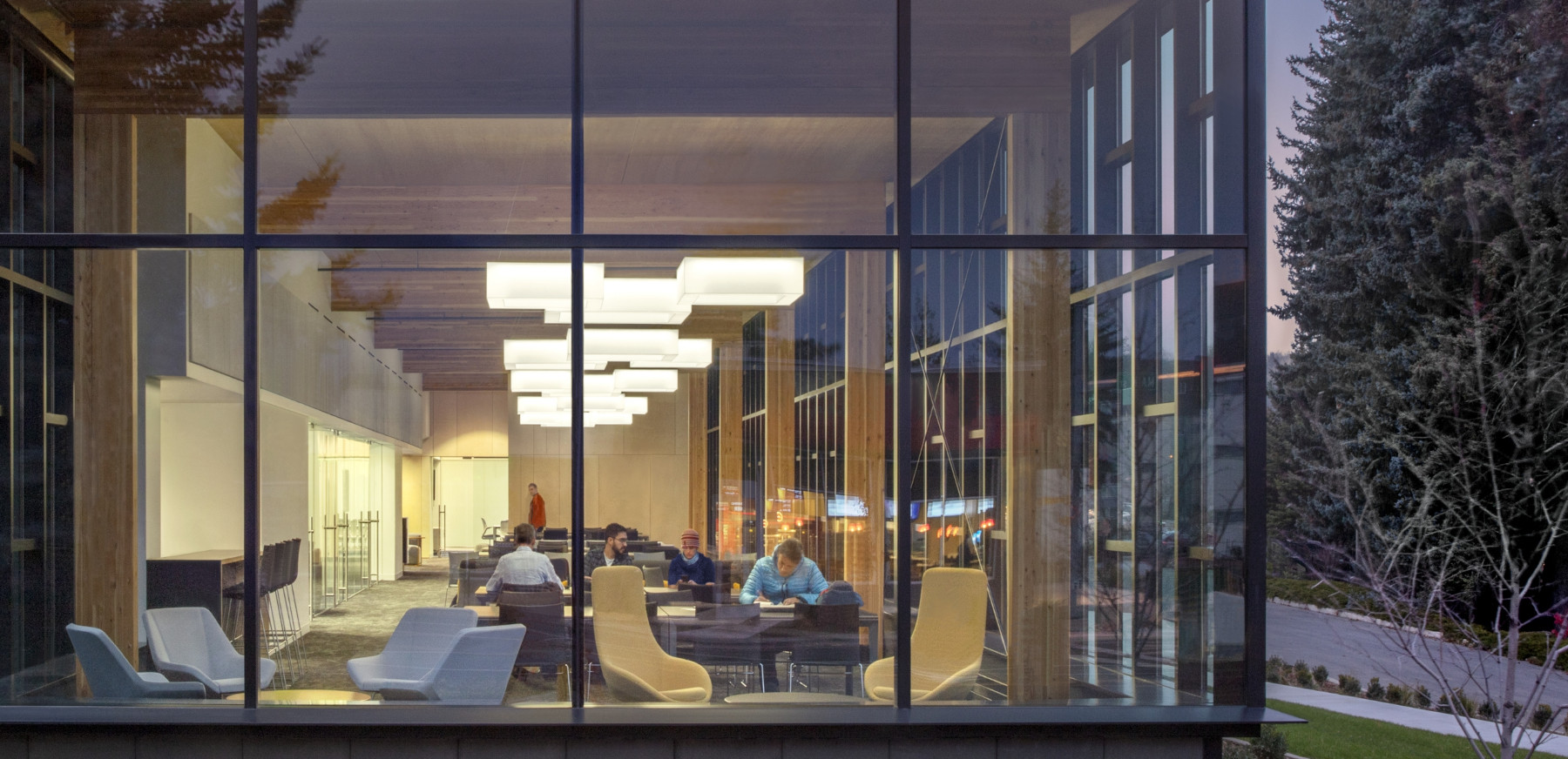 Flad Architects Students studying in lounge area